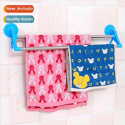 Creative bathroom -marking double rod towel rack suction cup