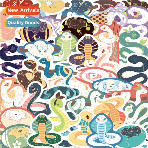 40 cartoon color block snake doodle stickers guitar notebook