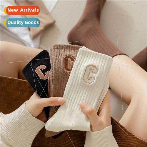 Socks womens fall and winter  of mid-calf socks Korean  of t
