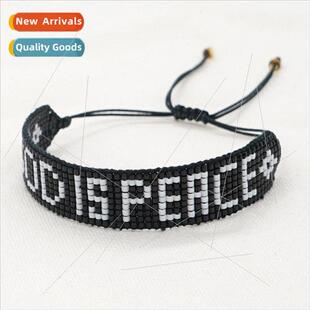 woven and rice beads black fall winter GOD New hand simple