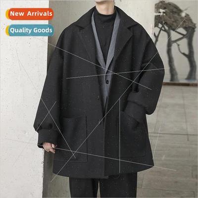 Autumn and winter long windbreaker mens thickening nd tweed