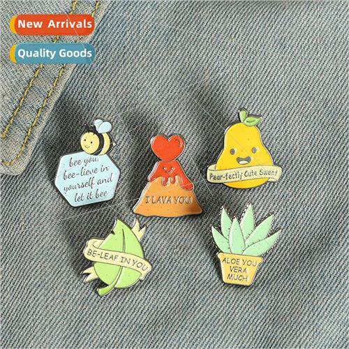 New cartoon letters ribbon badge volcano aloe shape paint al