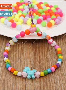 Bohemian  candy color pony acrylic love beads short phone la