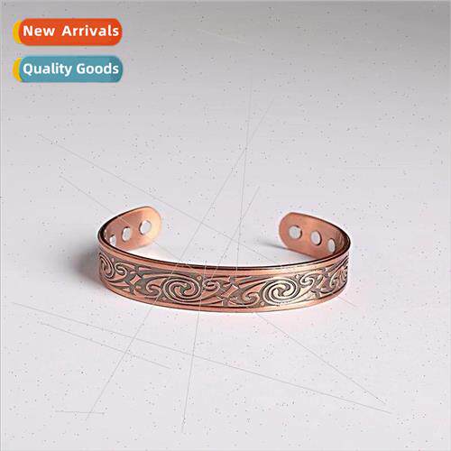 Vintage Open Red Copper Magnet Bracelet Adjustable Swirl Spi