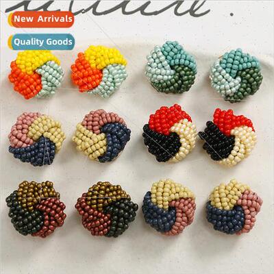 Vintage niche three-color splicing ball ball flowers diy han