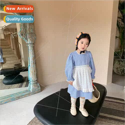 Korean childrens spring and fall skirt vintage girls dress l