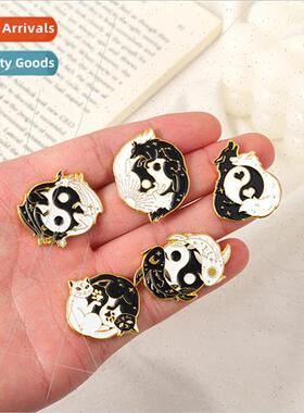 Bagua Carp Fox Black Cat Metal Badge Pin Pterodactyl Electro