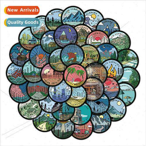 60 cartoon map of the United States graffiti stickers luggag