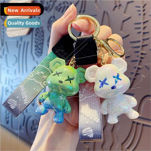 Cartoon dazzle color graffiti bear keychain cute creative re