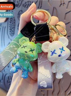 Cartoon dazzle color graffiti bear keychain cute creative re