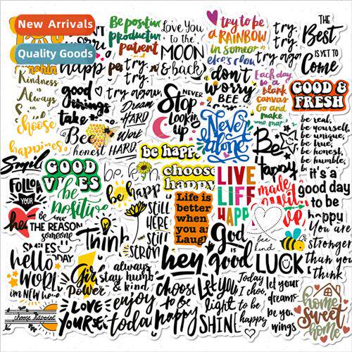 50 small size 4cm text stickers inspirational English phrase