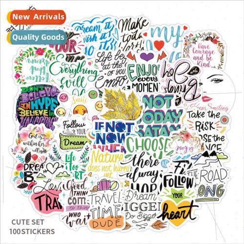 100 new inspirational words stickers car luggage refrigerato