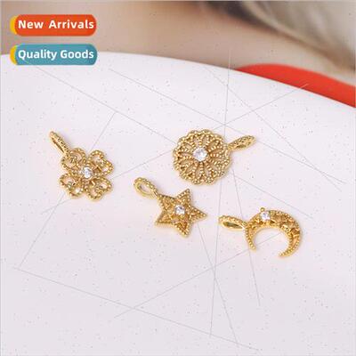 18K clad gold color preservation inlaid zirconia stars moon