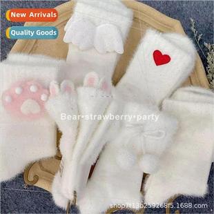 mink fleece socks womens calf Coral mid velvet