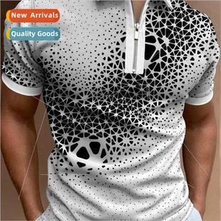 printing striped polo new lapel digital sleeved 2023 short