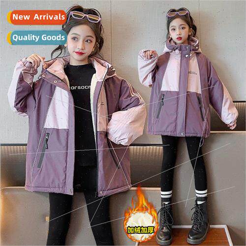 Girls jacket fall and winter  2023 new children thickened co