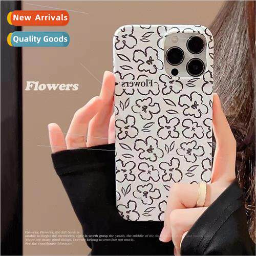Simple niche sketch flowers 适用 iPhone 12 Apple 13 phone ca