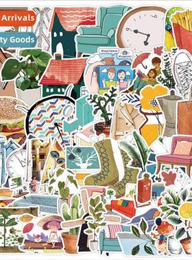 50 watercolor retro small objects graffiti stickers not cups