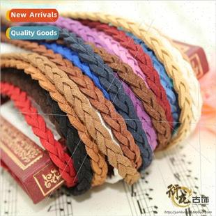 braided velvet multi pendant bracelet 5MM layer Korean