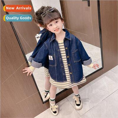 2023 new childrens clothing girls fashion denim jacket sprin