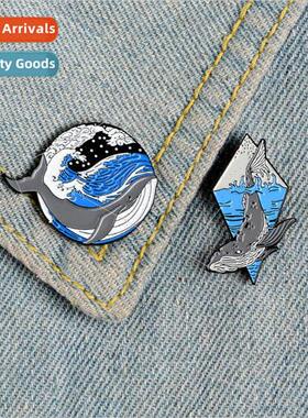 Cartoon creative undersea whale alloy brooch mischievous wha