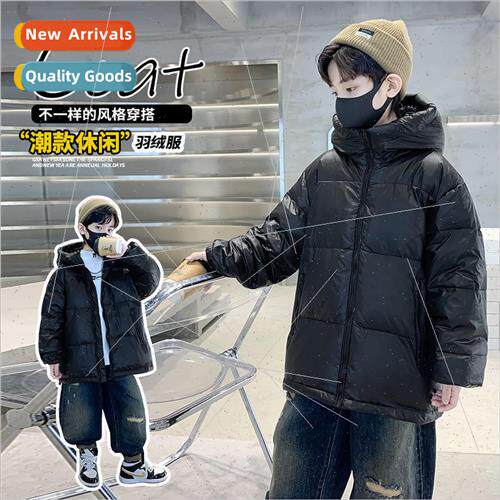 Childrens clothing boys black gold down jacket winter 2023 n