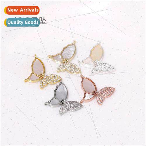 Copper plated 18 real gold color mother-of-pearl butterfly p
