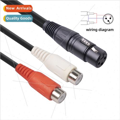 New ckel-plated plug zinc alloy shell 3PIN ca female to 2RCA