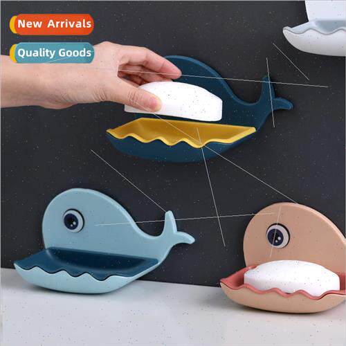 Small whale soap box hole-free bathroom double draining soap