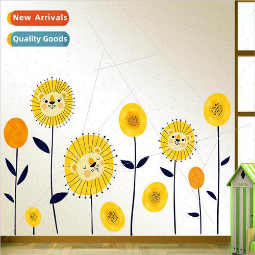 XH9292 cartoon lion flower wall stickers living room bedroom