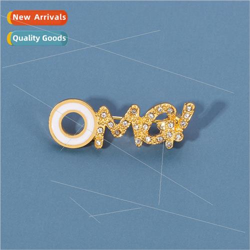 OMG micro diamond exquisite brooch fashion letter metal badg