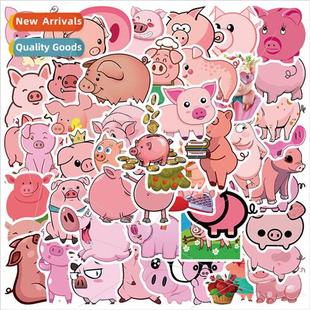 cute pink luggage not comput doodle repeated stickers pig
