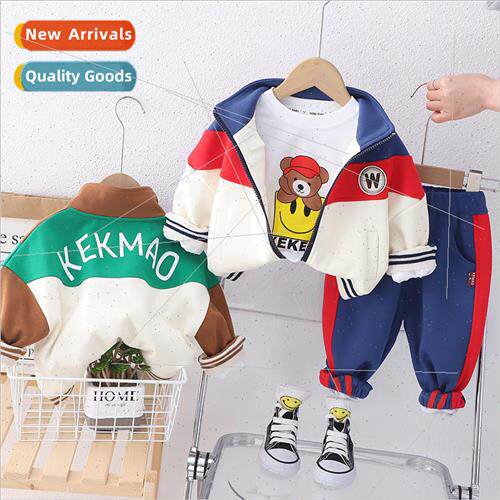Childrens spring childrens color blocking collar zipper card
