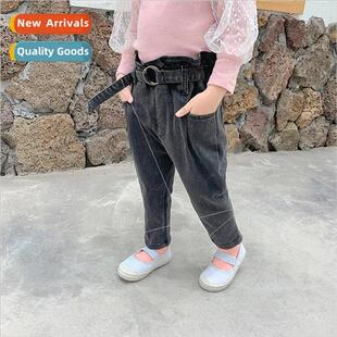 childrens pants Korean fall new high-waisted jeans girls bud
