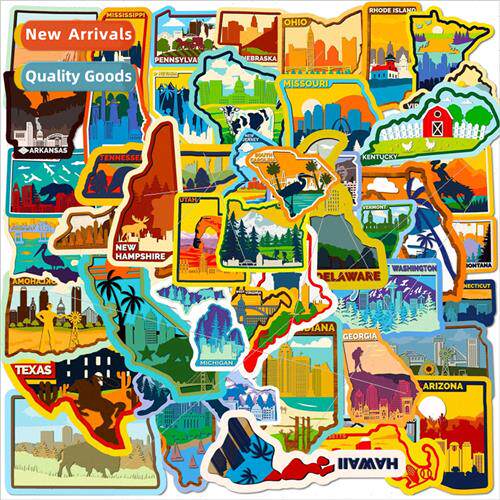 50 Us States Stickers Us State Maps Us City Maps Graffiti St