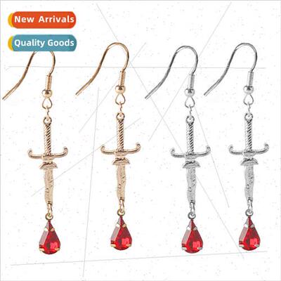 New Halloween dress up jewelry blood drops sword earrings ea