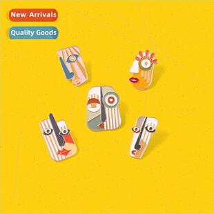 Alternative Quirky Brooch Bizarre Art Mask Asymmetrical Badg