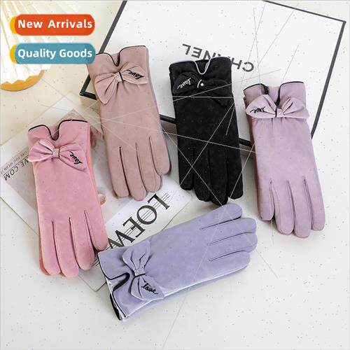 Gloves female fall and winter windchill touch screen padded