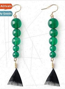 Japan anime  Inuyasha wind Kagura earrings onyx beaded earri