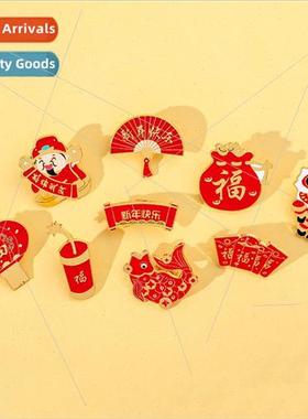 New Year series of alloy brooch red lanterns firecrackers re