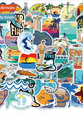 50pcs of summer beach surf graffiti stickers luggage trolley