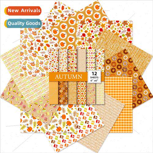12pcs/pack fall small floral 6 inch handbook scrapbook paper