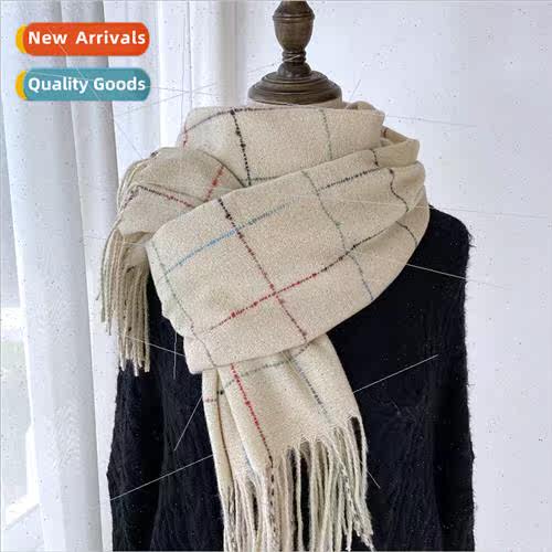 Plaid scarf female fall and winter 2023 new section in the l