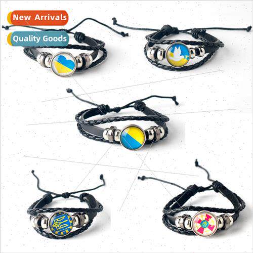 Ukraine Flag Coat of Arms Time Gemstone Bracelet Multi-Layer