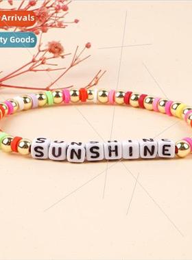 New bohemian  four sides letter beads color blocking soft ce