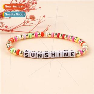 New bohemian  four sides letter beads color blocking soft ce