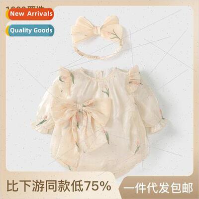Baby Onesie 2023 Fall New Female Baby Clothes Bowknot Newbor