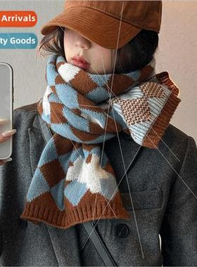 New scarf female fall and winter retro Korean  of the knitte