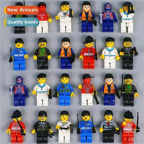 Cartoon assembled building blocks people Children compatible