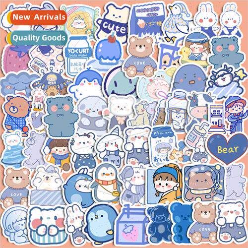 ins cute bear rabbit expression handbook stickers blue depar